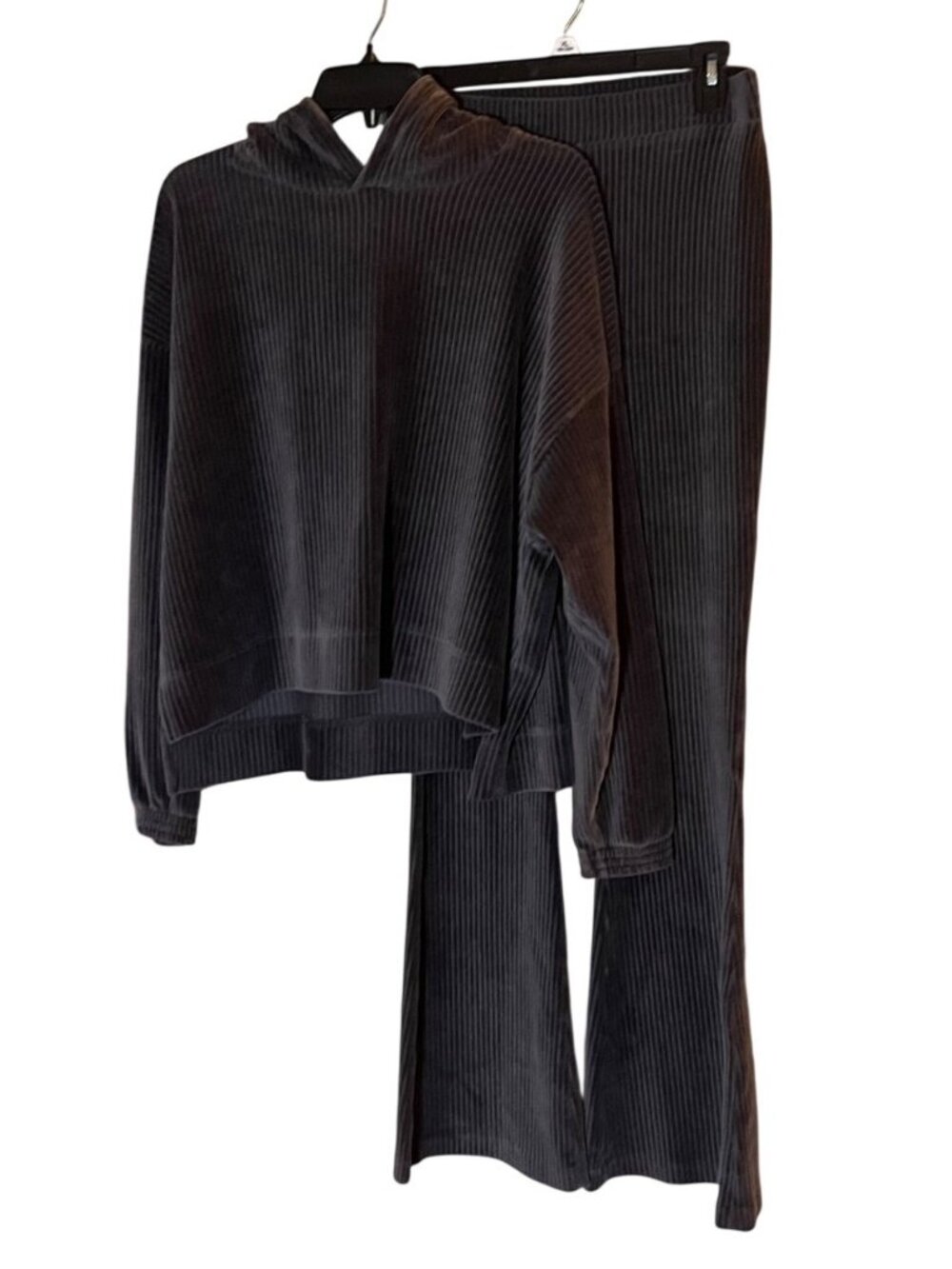Aerie Corduroy Hoodie & Flare Pants Set M Soft gray loungewear, casual, comfort